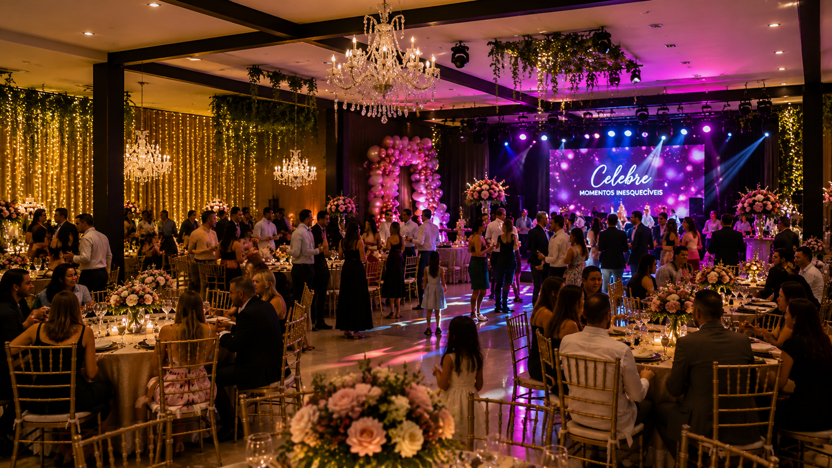 Festa acontecendo no salão